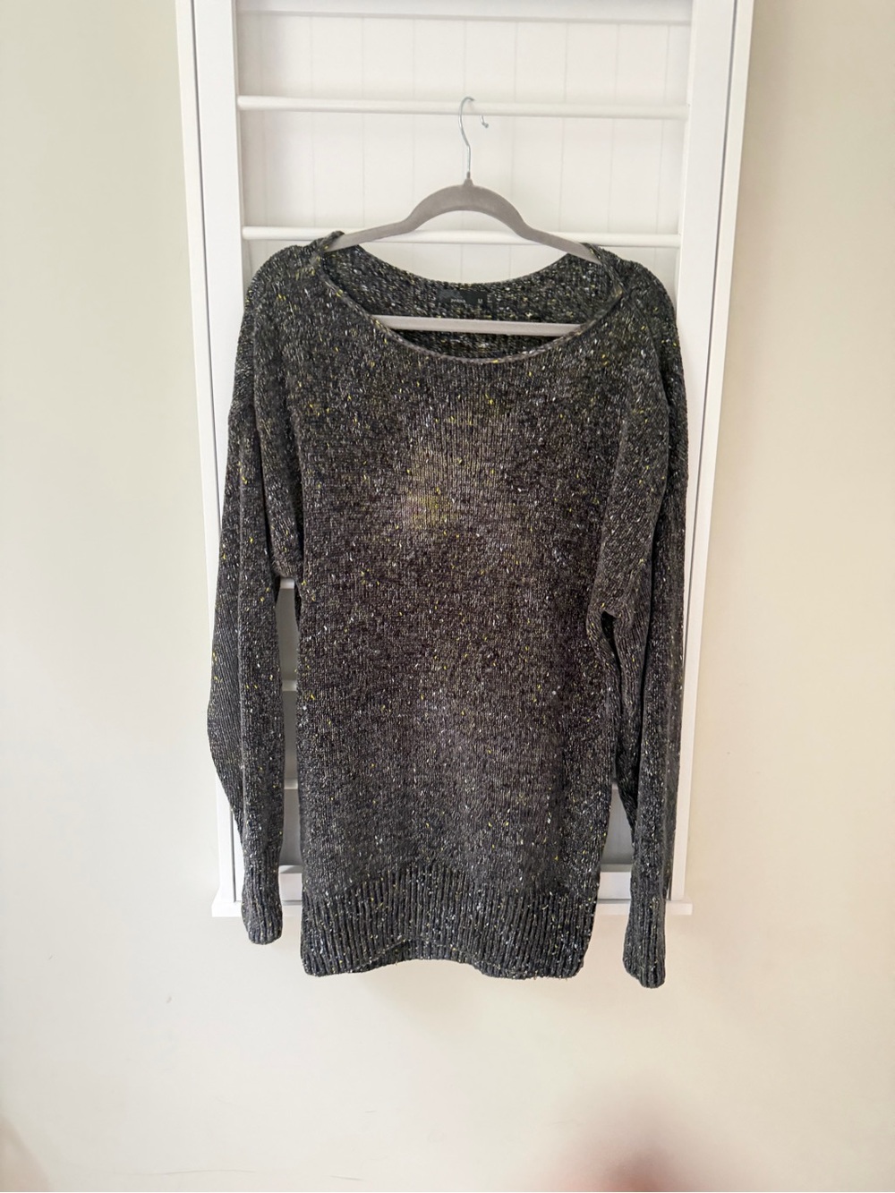 prAna Women’s Medium Charcoal Confetti Speckled Knit Sweater Boat Neck